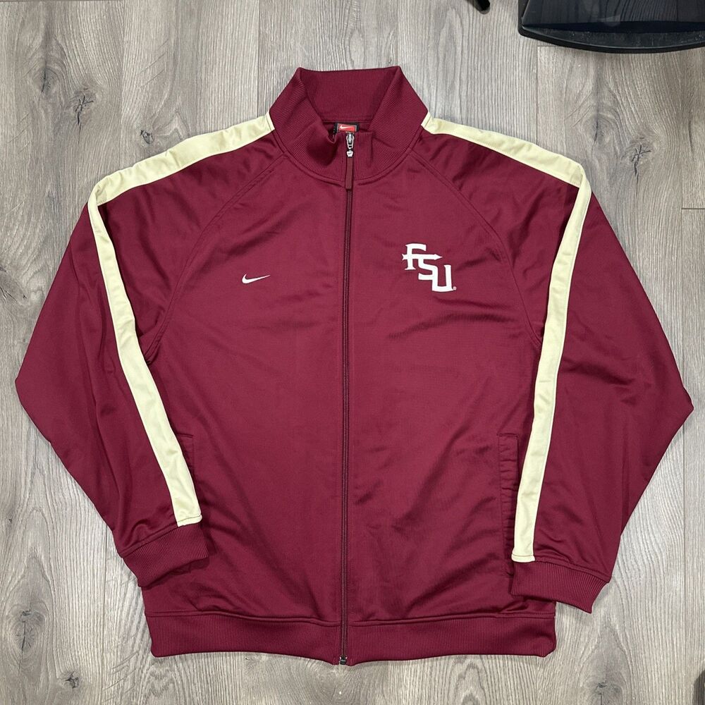 Nike Florida State FSU Seminoles Red Full Zip Jacket Mens Large Dri Fit Track
